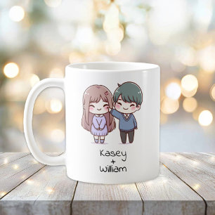 Personalized Chibi-Style Couple  Coffee Mug