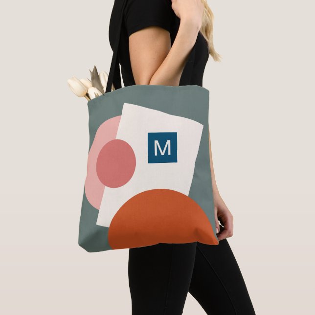 Personalized Chic Abstract Geometric Circles Art Tote Bag (Close Up)