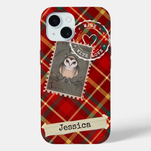 Personalized Chic and Fun Tartan Print  iPhone 15 Case
