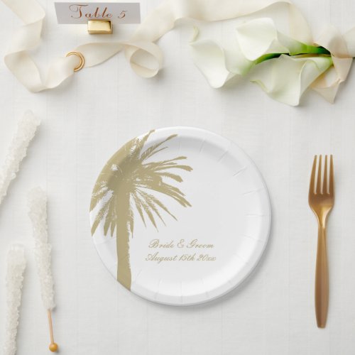 Personalized chic beach wedding paper party plates