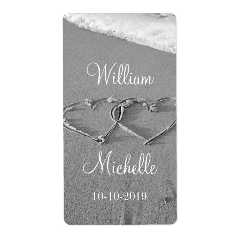 Personalized chic beach wedding wine bottle labels
