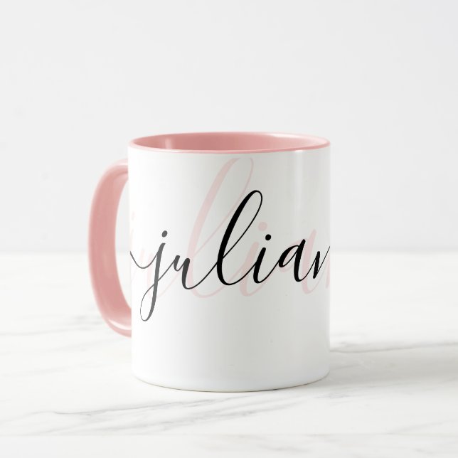Personalized chic blush pink and black  mug (Front Left)