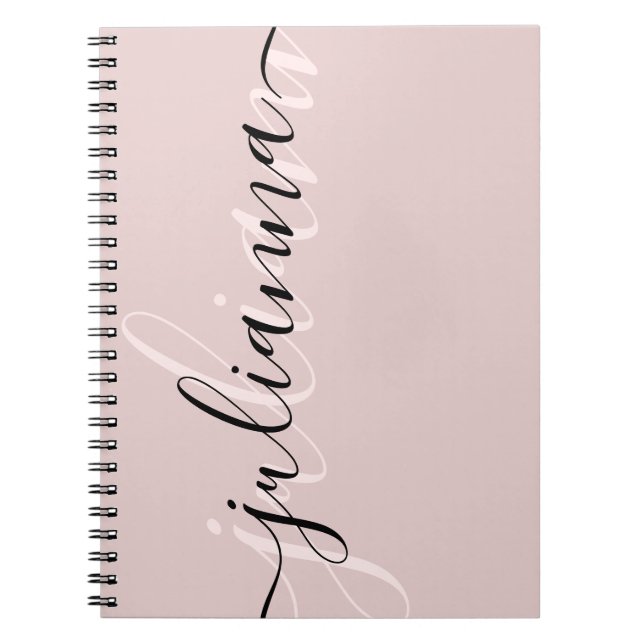 Personalized chic blush pink and black  notebook (Front)