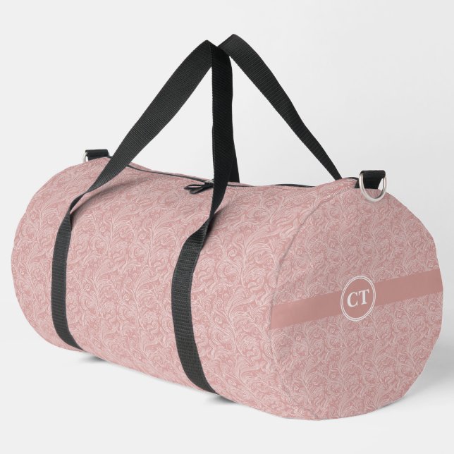 Personalized Chic Blush Pink & White Custom  Duffle Bag (Left Corner)