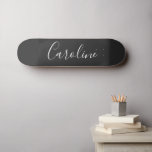 Personalized Chic Calligraphy Name Black and White Skateboard<br><div class="desc">Minimalist Script Typography Name in Black and White Skateboard</div>