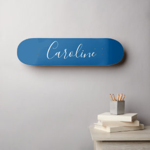 Personalized Chic Calligraphy Name Cobalt Blue Skateboard