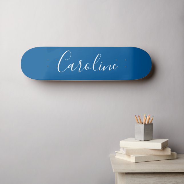 Personalized Chic Calligraphy Name Cobalt Blue Skateboard (Wall Art (Horz))