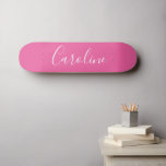 Personalized Chic Calligraphy Name Hot Pink Skateboard<br><div class="desc">Minimalist Script Typography Name in Hot Pink Skateboard</div>