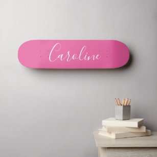 Personalized Chic Calligraphy Name Hot Pink Skateboard