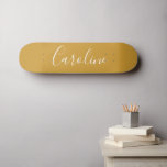 Personalized Chic Calligraphy Name Mustard Yellow Skateboard<br><div class="desc">Minimalist Script Typography Name in Mustard Yellow Skateboard</div>