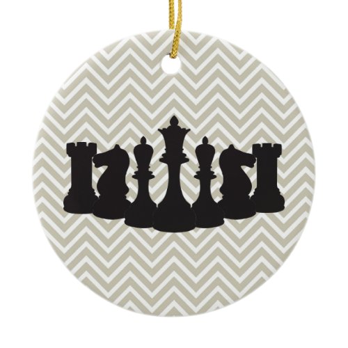 Personalized Chic Chevron Chess Christmas Ornament