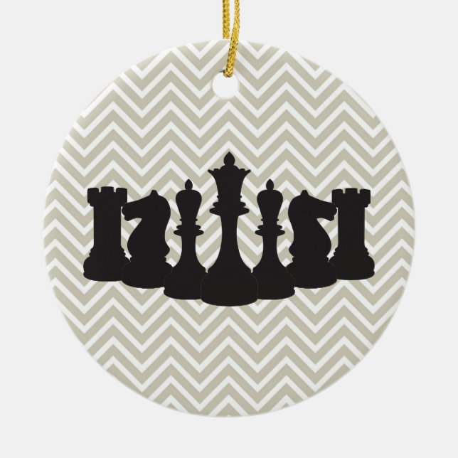 Personalized Chic Chevron Chess Christmas Ornament (Front)