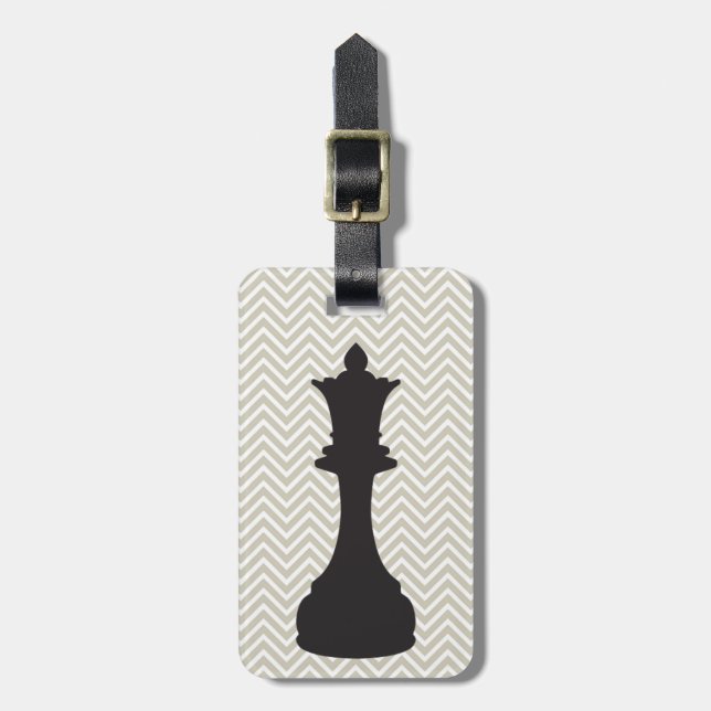 Personalized Chic Chevron Chess Luggage Tag (Front Vertical)