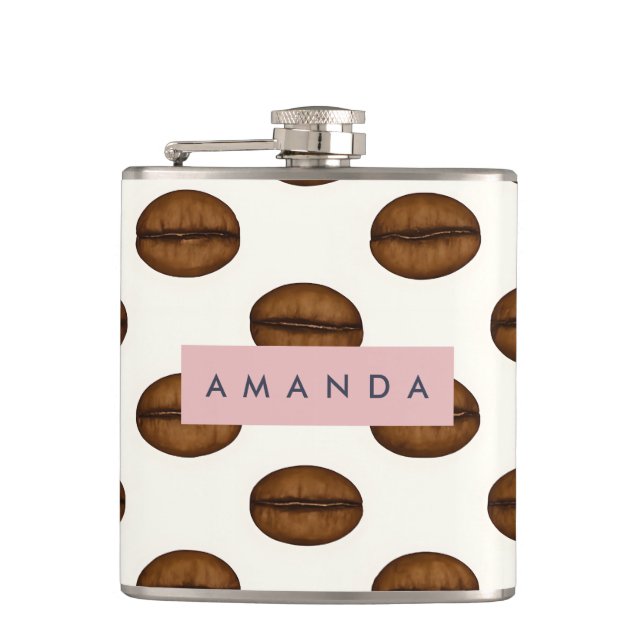 Personalized Chic Coffee Bean  Flask (Front)