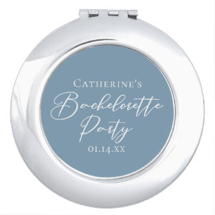 Personalized Chic Dusty Blue Bachelorette Party Compact Mirror
