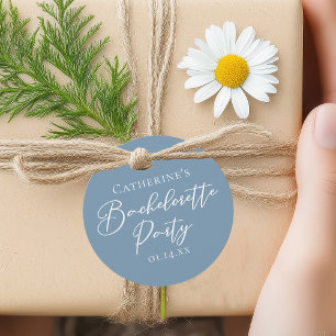 Personalized Chic Dusty Blue Bachelorette Party Favor Tags