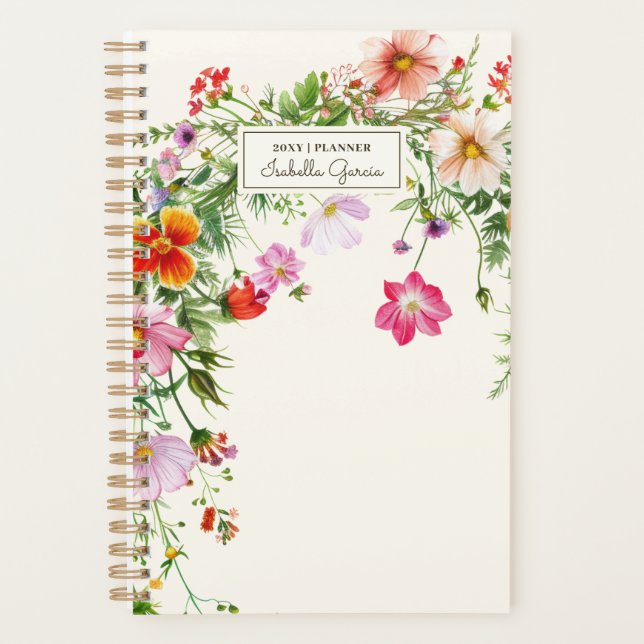 Personalized Chic Elegant Wildflower Planner (Front)