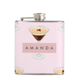 Personalized Chic Espresso Cocktail Pattern Flask