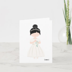 Personalized Chic First Holy Communion-Asian Girl Card