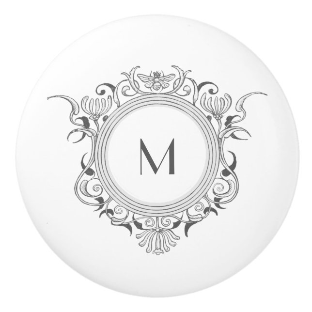Personalized Chic Floral Decorative Ceramic Knob (Front)