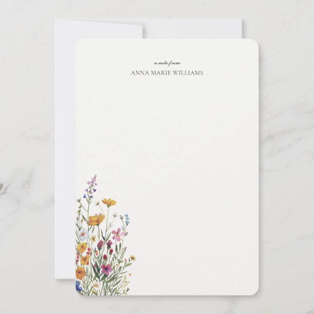 Personalized Chic Floral Elegant Note Card (Front)