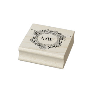 Letter S Initial Elegant Flourish Monogram Name Rubber Stamp