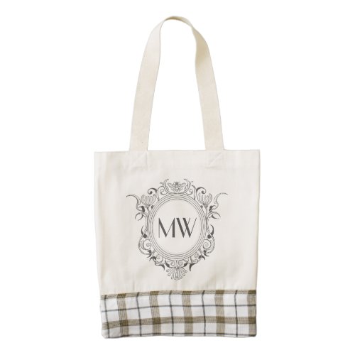 Personalized Chic Floral Frame Zazzle HEART Tote Bag