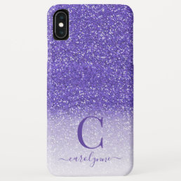 Personalized Chic Girly Purple Ombre Glitter iPhone XS Max Case