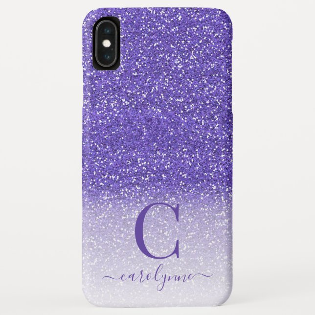 Personalized Chic Girly Purple Ombre Glitter Case-Mate iPhone Case (Back)