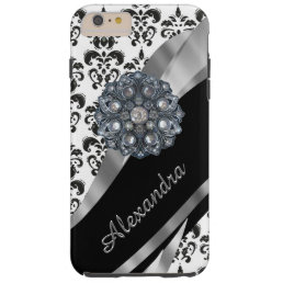 Personalized chic girly vintage damask tough iPhone 6 plus case