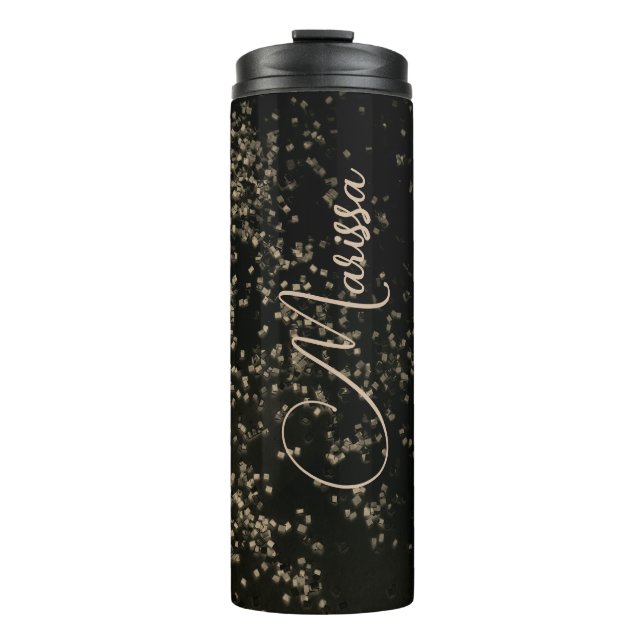 Personalized Chic Gold Confetti  Thermal Tumbler (Front)
