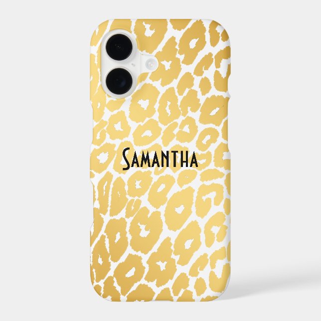 Personalized Chic Gold Leopard Print on White Case-Mate iPhone Case (Back)