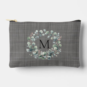 Personalized Chic Green Eucalyptus Foliage Wreath Accessory Pouch