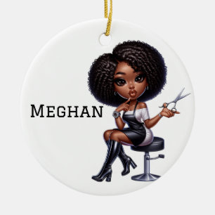 Personalized Chic Hair Stylist Ceramic Ornament