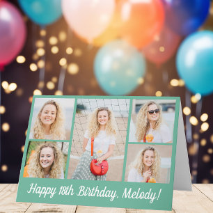 Personalized Chic Happy Birthday Photo Collage Card