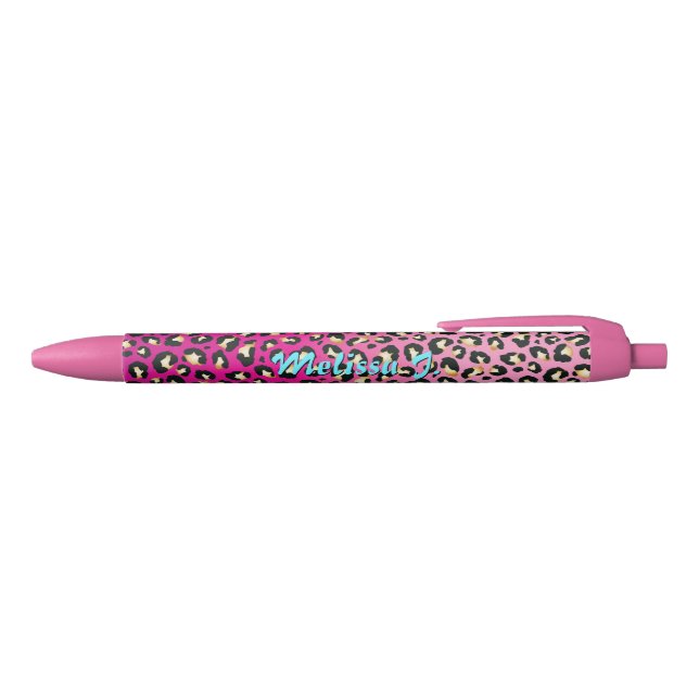 Personalized Chic Hot Pink Leopard Print Pen (Top)