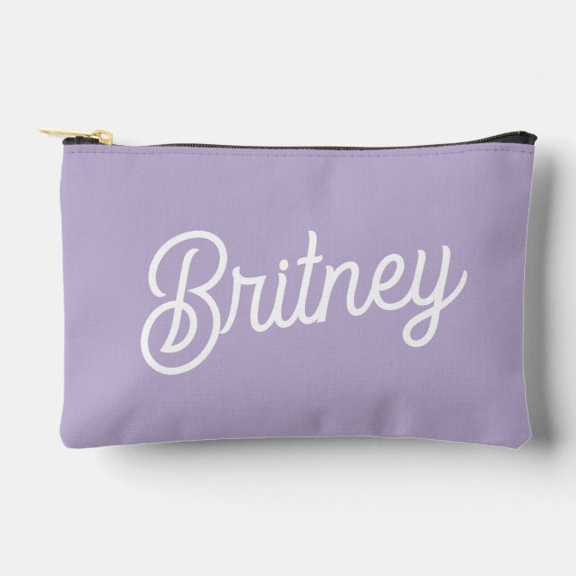 Personalized Chic Lavender Purple Monogram  Name Accessory Pouch (Front)