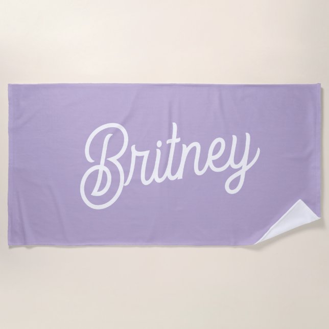 Personalized Chic Lavender Purple Monogram  Name Beach Towel (Front)