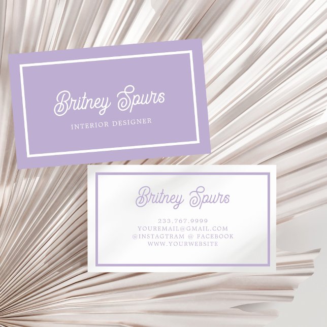 Personalized Chic Lavender Purple Monogram  Name Business Card (Creator Uploaded)