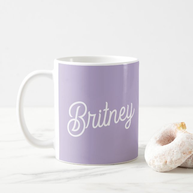 Personalized Chic Lavender Purple Monogram  Name Coffee Mug (With Donut)