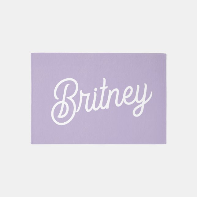 Personalized Chic Lavender Purple Monogram  Name Rug (Front)