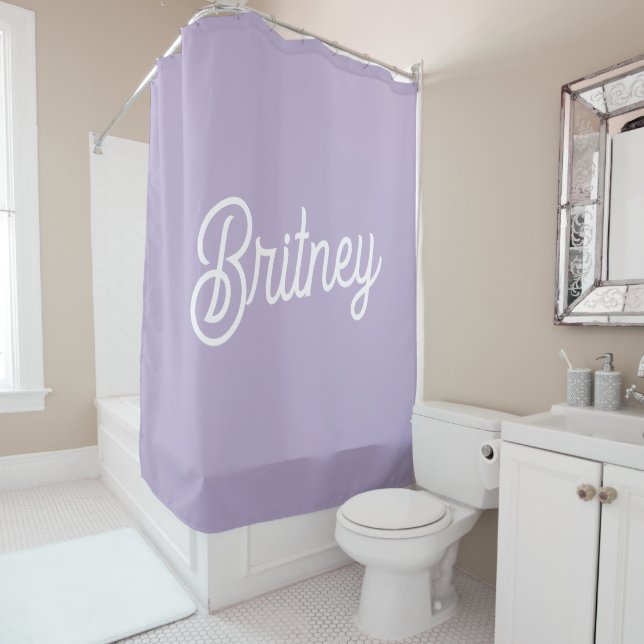 Personalized Chic Lavender Purple Monogram  Name Shower Curtain (In Situ)