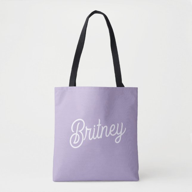 Personalized Chic Lavender Purple Monogram  Name Tote Bag (Front)