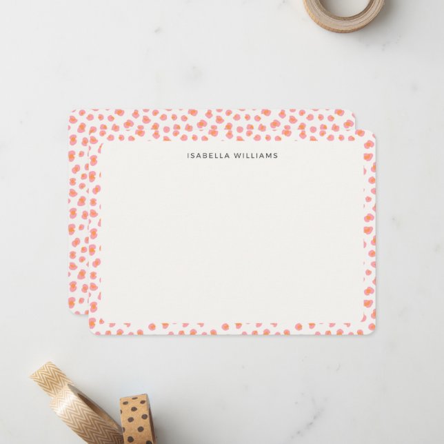 Personalized Chic Leopard Animal Print Pattern Note Card (Front/Back In Situ)