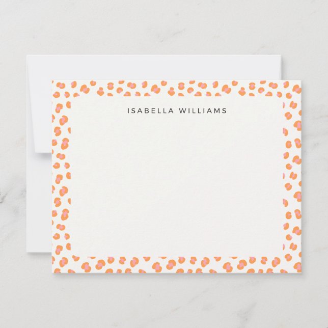 Personalized Chic Leopard Animal Print Pattern Note Card (Front)