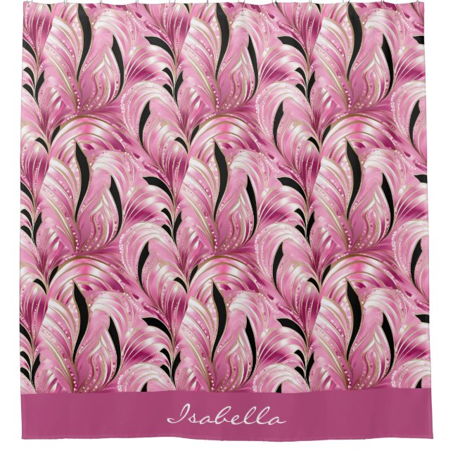 Personalized Chic Luxury Pink Glam Pattern Shower Curtain (Front)