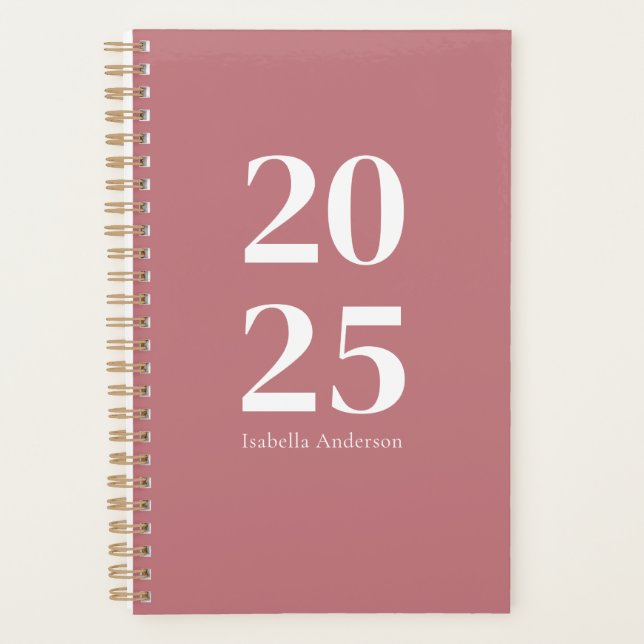 Personalized Chic Modern Dusty Rose Monthly/Weekly Planner (Front)