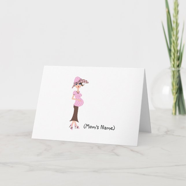 Personalized Chic Mom/Pregnant Woman Stationery Thank You Card (Front)
