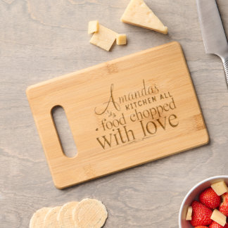 Personalized Chic Name Monogram Engraved Wooden Engraved Cutting Board