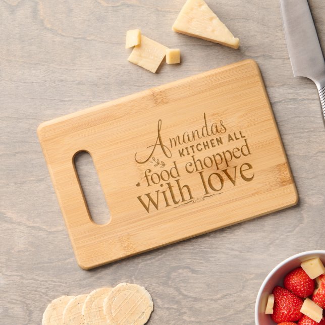 Personalized Chic Name Monogram Engraved Wooden Engraved Cutting Board (Cheese)